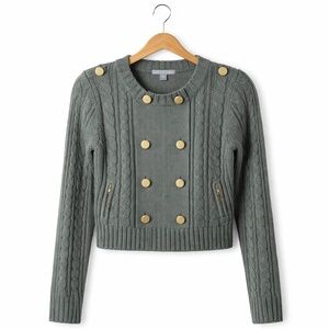Forever 21 Military Style Cardigan. Olive Cable Knit. Small. Great Condition